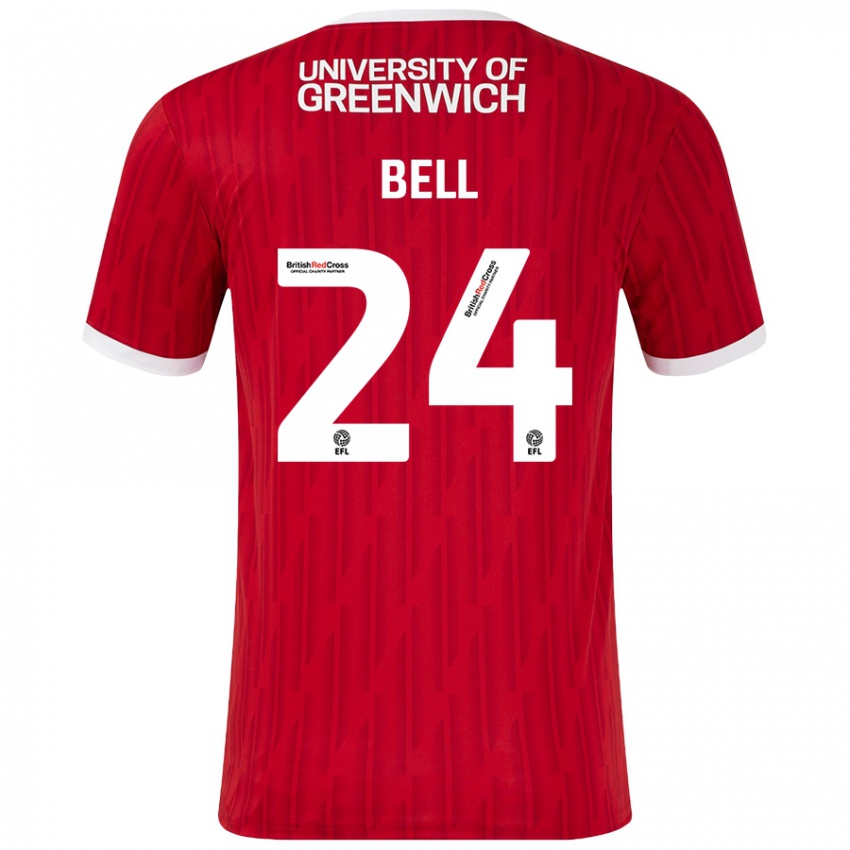 Herren Taylor Bell #24 Rot Weiß Heimtrikot Trikot 2024/25 T-Shirt