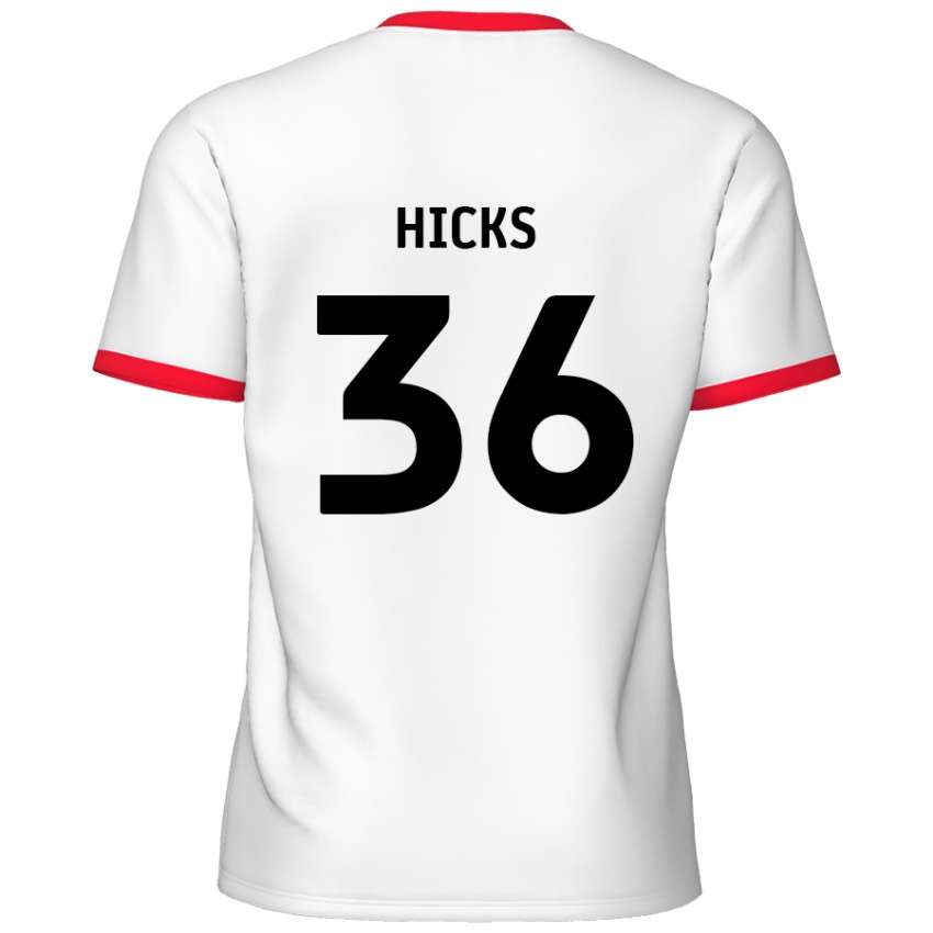 Herren David Hicks #36 Weiß Rot Heimtrikot Trikot 2024/25 T-Shirt