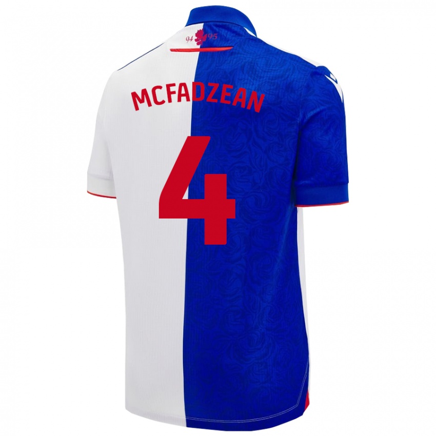 Herren Kyle Mcfadzean #4 Himmelblau Weiß Heimtrikot Trikot 2024/25 T-Shirt