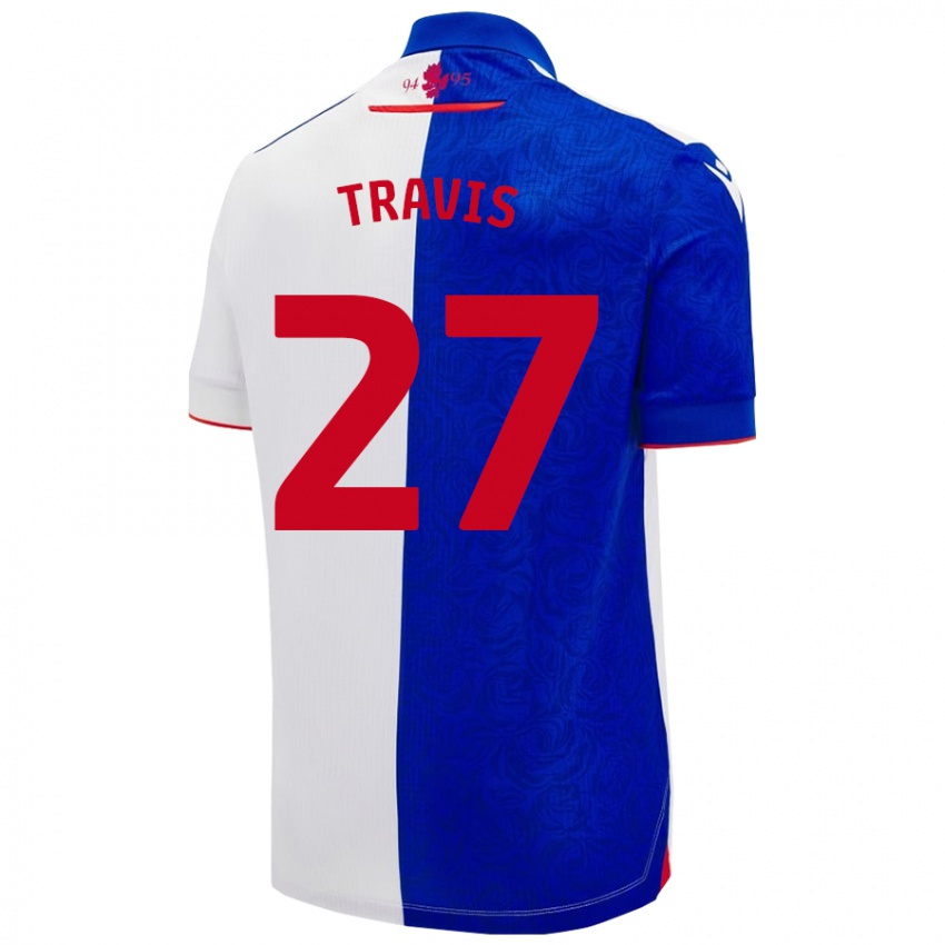 Herren Lewis Travis #27 Himmelblau Weiß Heimtrikot Trikot 2024/25 T-Shirt