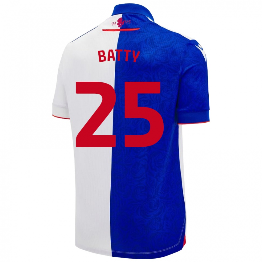 Herren Jake Batty #25 Himmelblau Weiß Heimtrikot Trikot 2024/25 T-Shirt