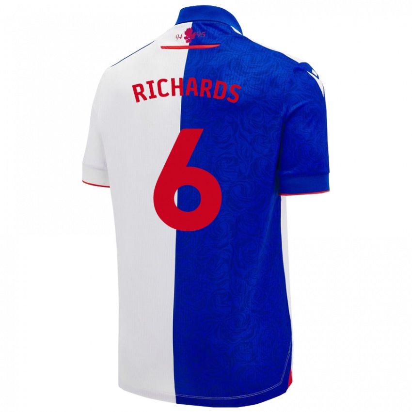 Herren Jade Richards #6 Himmelblau Weiß Heimtrikot Trikot 2024/25 T-Shirt