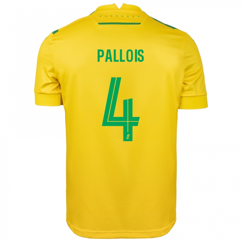 Herren Nicolas Pallois #4 Gelb Grün Heimtrikot Trikot 2024/25 T-Shirt