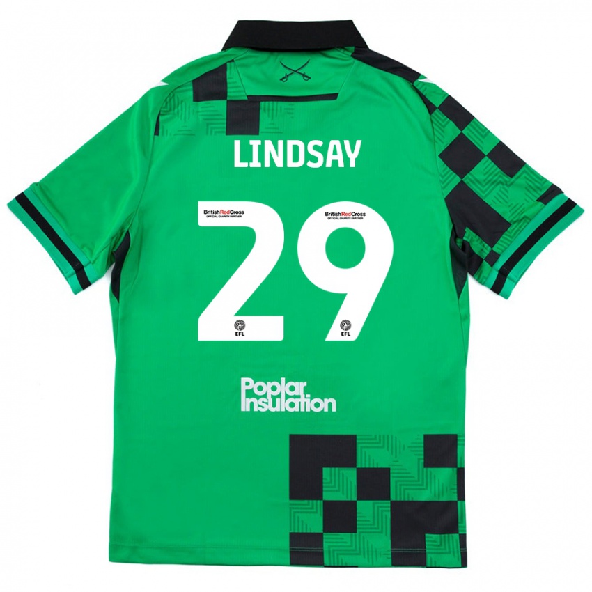 Herren Jamie Lindsay #29 Grün Schwarz Auswärtstrikot Trikot 2024/25 T-Shirt