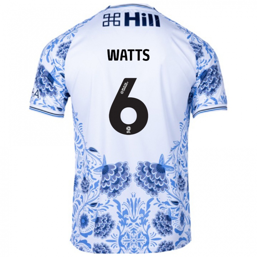 Herren Kell Watts #6 Weiß Blau Auswärtstrikot Trikot 2024/25 T-Shirt