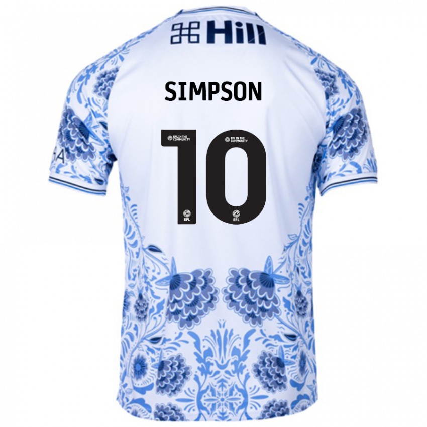 Herren Harley-Jean Simpson #10 Weiß Blau Auswärtstrikot Trikot 2024/25 T-Shirt