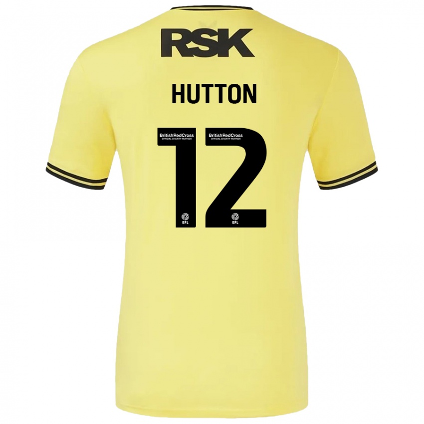 Herren Jodie Hutton #12 Gelb Schwarz Auswärtstrikot Trikot 2024/25 T-Shirt