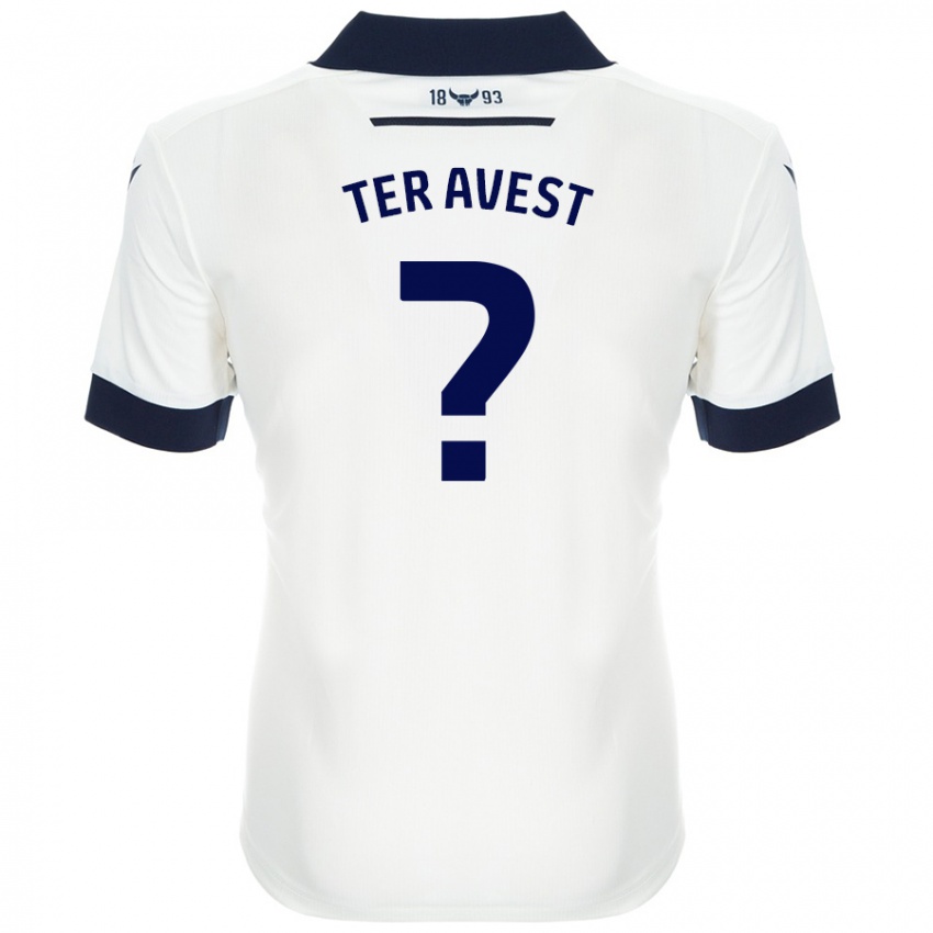 Herren Hidde Ter Avest #0 Weiß Marineblau Auswärtstrikot Trikot 2024/25 T-Shirt