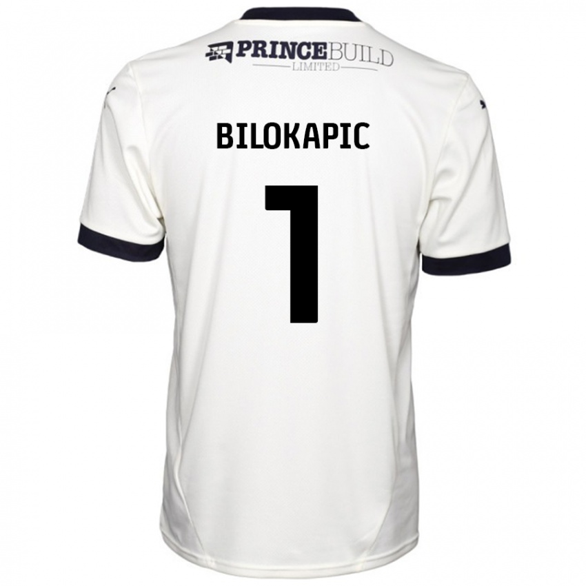 Herren Nicholas Bilokapic #1 Cremeweiß Schwarz Auswärtstrikot Trikot 2024/25 T-Shirt