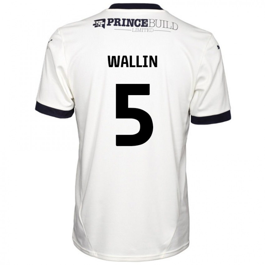 Herren Oscar Wallin #5 Cremeweiß Schwarz Auswärtstrikot Trikot 2024/25 T-Shirt