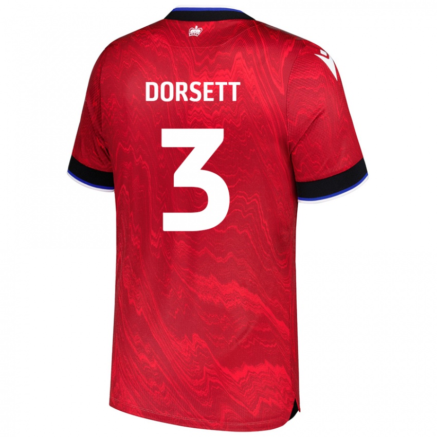 Herren Jeriel Dorsett #3 Rot Schwarz Auswärtstrikot Trikot 2024/25 T-Shirt