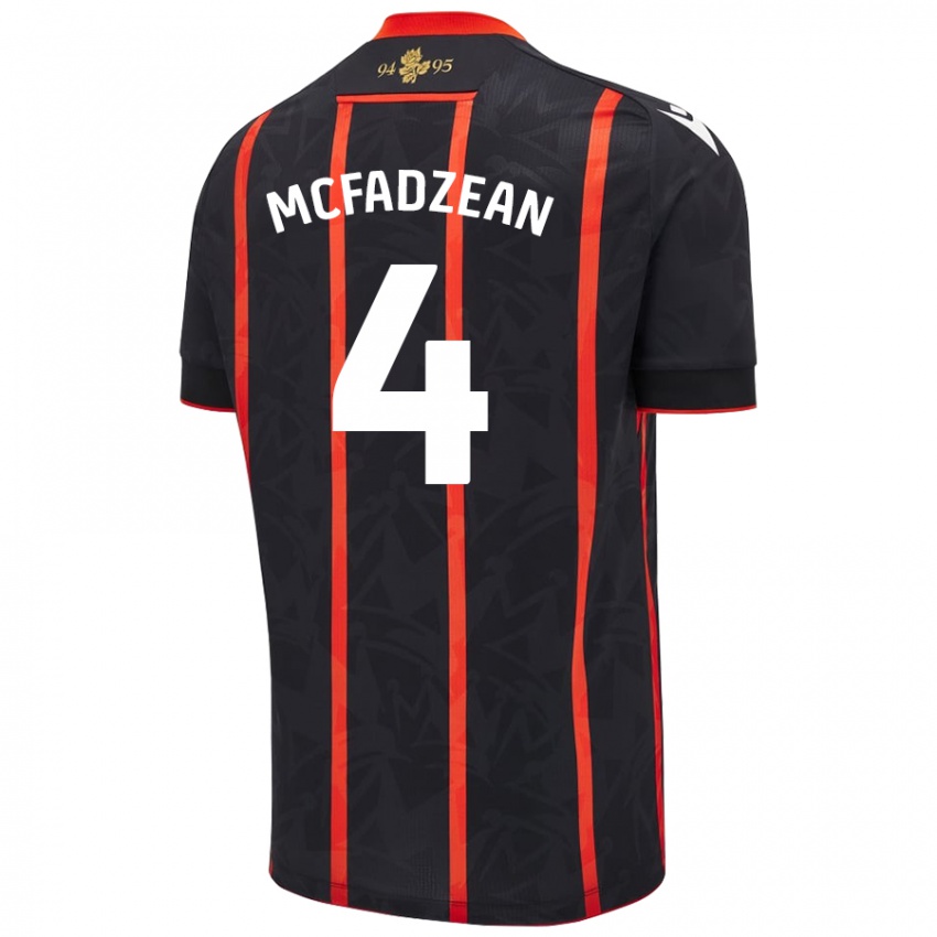 Herren Kyle Mcfadzean #4 Schwarz Rot Auswärtstrikot Trikot 2024/25 T-Shirt