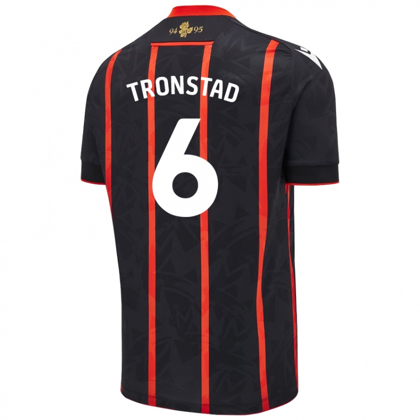 Herren Sondre Tronstad #6 Schwarz Rot Auswärtstrikot Trikot 2024/25 T-Shirt