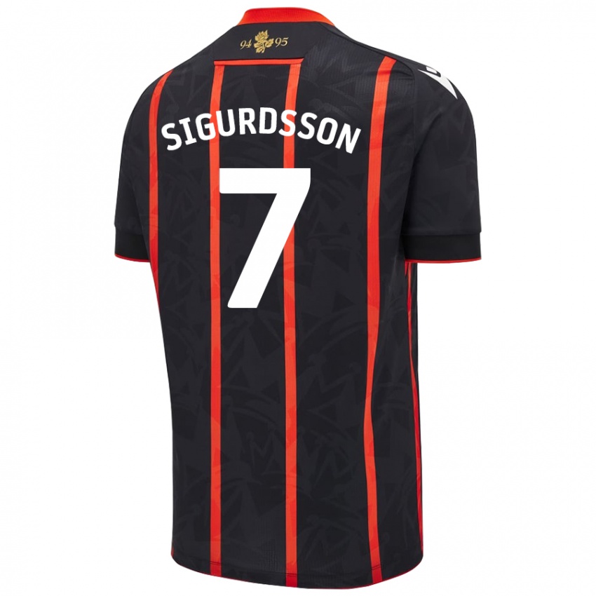 Herren Arnór Sigurdsson #7 Schwarz Rot Auswärtstrikot Trikot 2024/25 T-Shirt