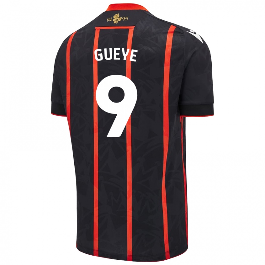 Herren Makhtar Gueye #9 Schwarz Rot Auswärtstrikot Trikot 2024/25 T-Shirt