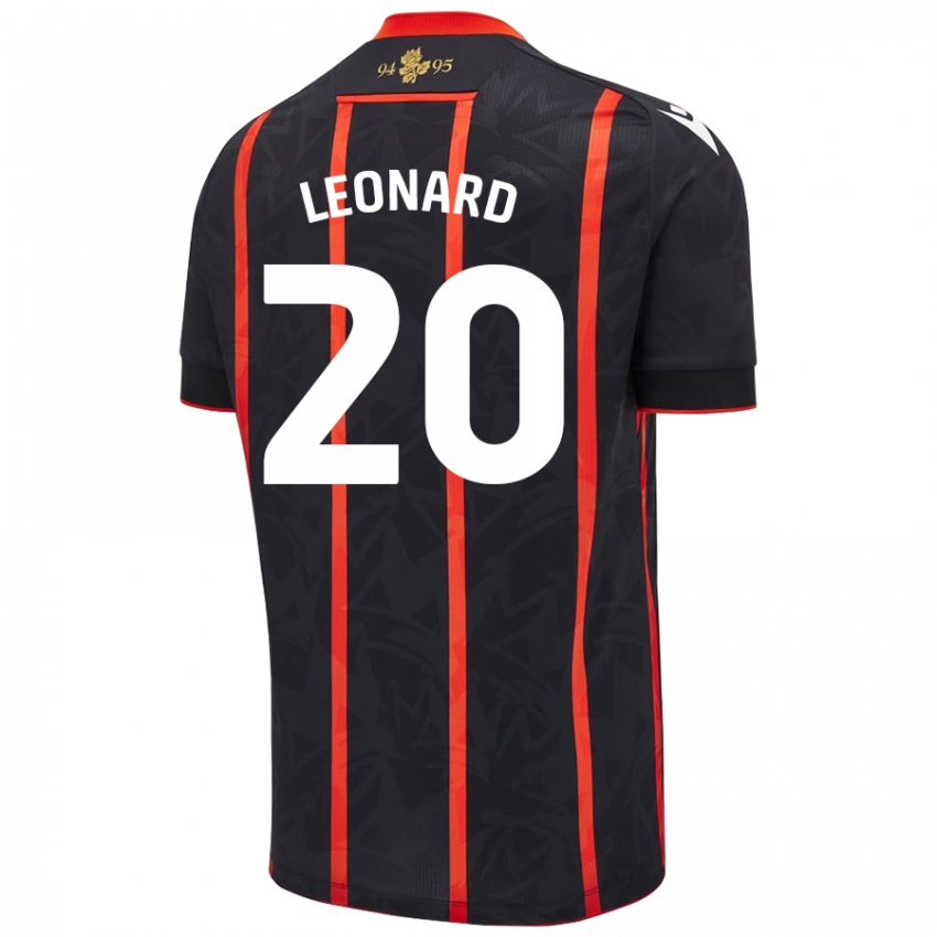 Herren Harry Leonard #20 Schwarz Rot Auswärtstrikot Trikot 2024/25 T-Shirt