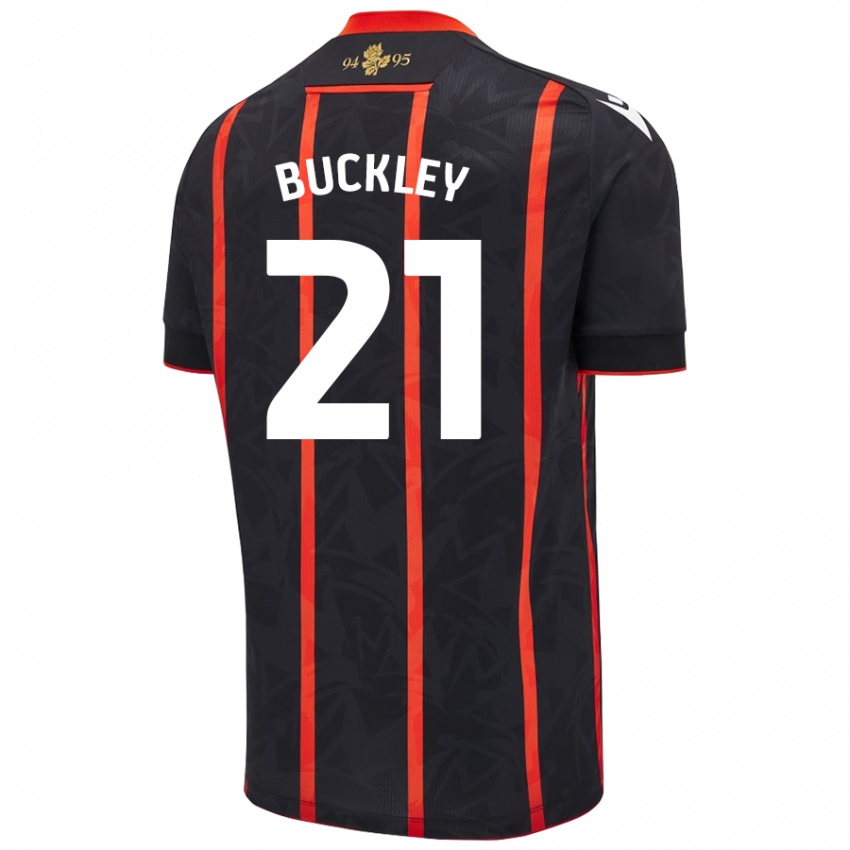 Herren John Buckley #21 Schwarz Rot Auswärtstrikot Trikot 2024/25 T-Shirt