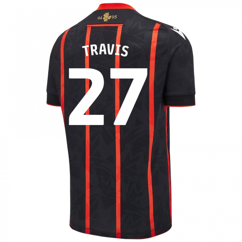 Herren Lewis Travis #27 Schwarz Rot Auswärtstrikot Trikot 2024/25 T-Shirt