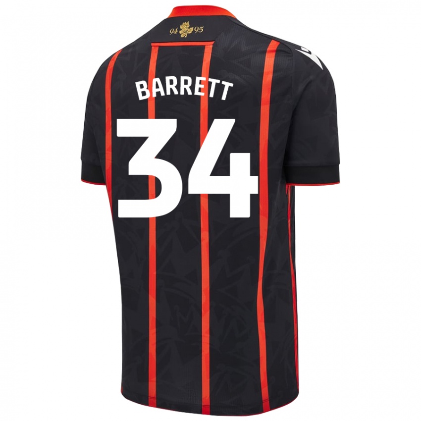 Herren Jack Barrett #34 Schwarz Rot Auswärtstrikot Trikot 2024/25 T-Shirt