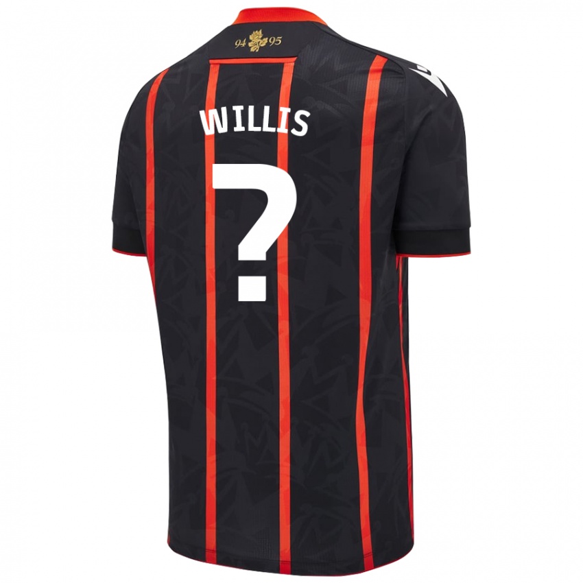 Herren Nathan Willis #0 Schwarz Rot Auswärtstrikot Trikot 2024/25 T-Shirt