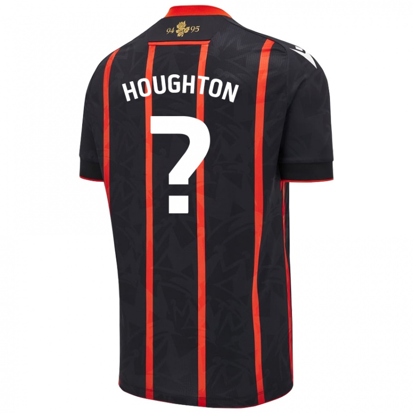 Herren Lucas Houghton #0 Schwarz Rot Auswärtstrikot Trikot 2024/25 T-Shirt