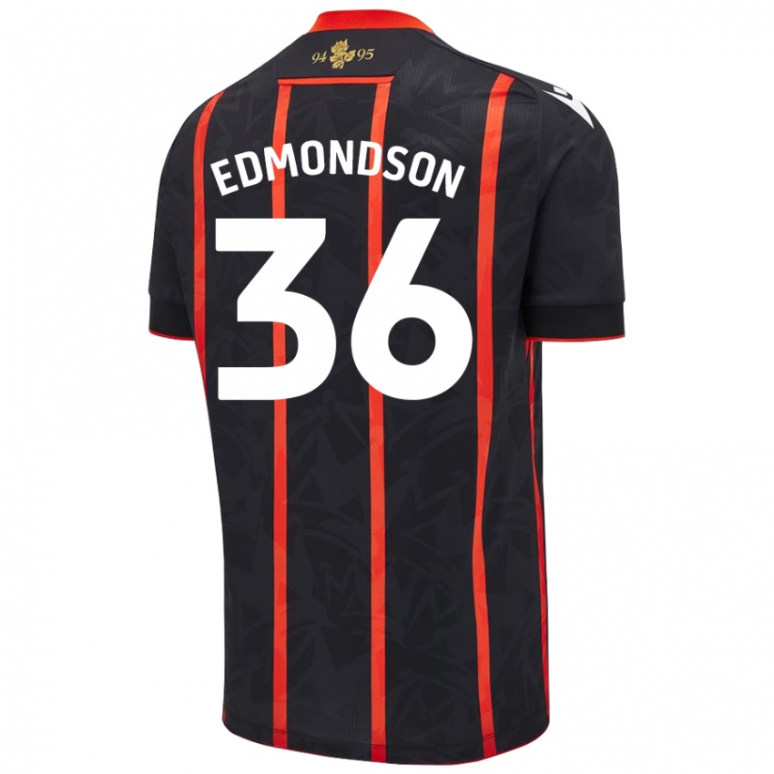 Herren James Edmondson #36 Schwarz Rot Auswärtstrikot Trikot 2024/25 T-Shirt