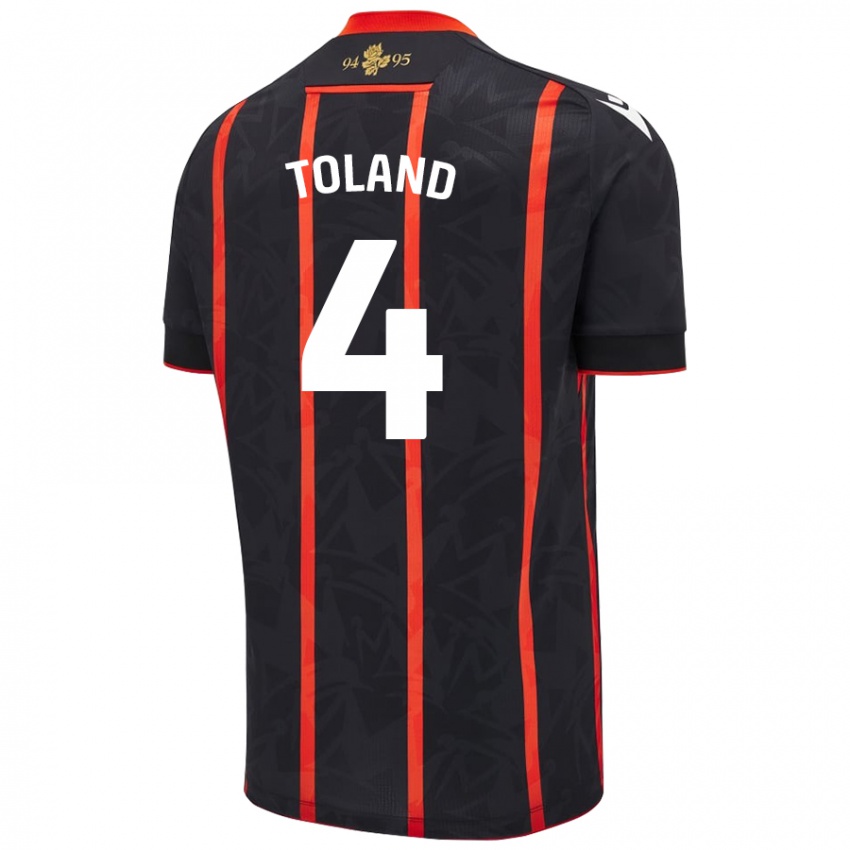 Herren Tyler Toland #4 Schwarz Rot Auswärtstrikot Trikot 2024/25 T-Shirt