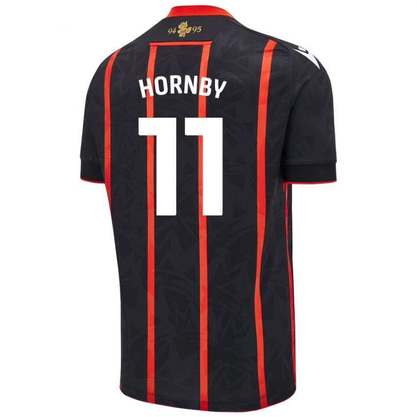 Herren Megan Hornby #11 Schwarz Rot Auswärtstrikot Trikot 2024/25 T-Shirt