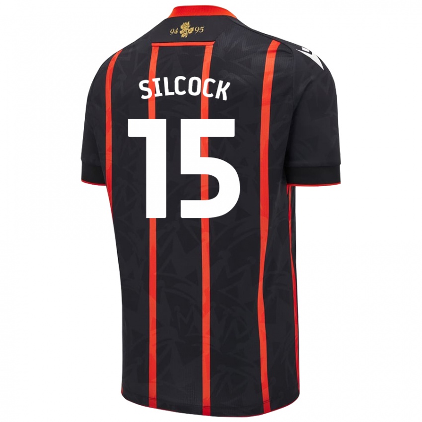 Herren Hannah Silcock #15 Schwarz Rot Auswärtstrikot Trikot 2024/25 T-Shirt