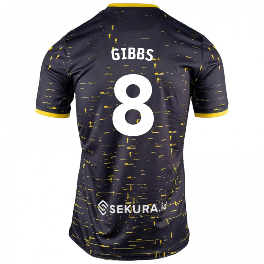 Herren Liam Gibbs #8 Schwarz Gelb Auswärtstrikot Trikot 2024/25 T-Shirt