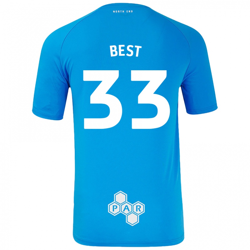 Herren Kian Best #33 Himmelblau Auswärtstrikot Trikot 2024/25 T-Shirt