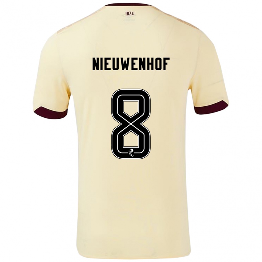 Herren Calem Nieuwenhof #8 Creme Burgunderrot Auswärtstrikot Trikot 2024/25 T-Shirt