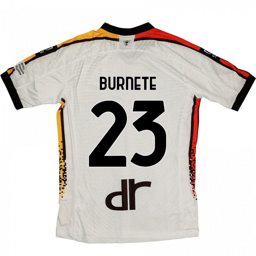 Herren Rareș Burnete #23 Weiß Schwarz Auswärtstrikot Trikot 2024/25 T-Shirt