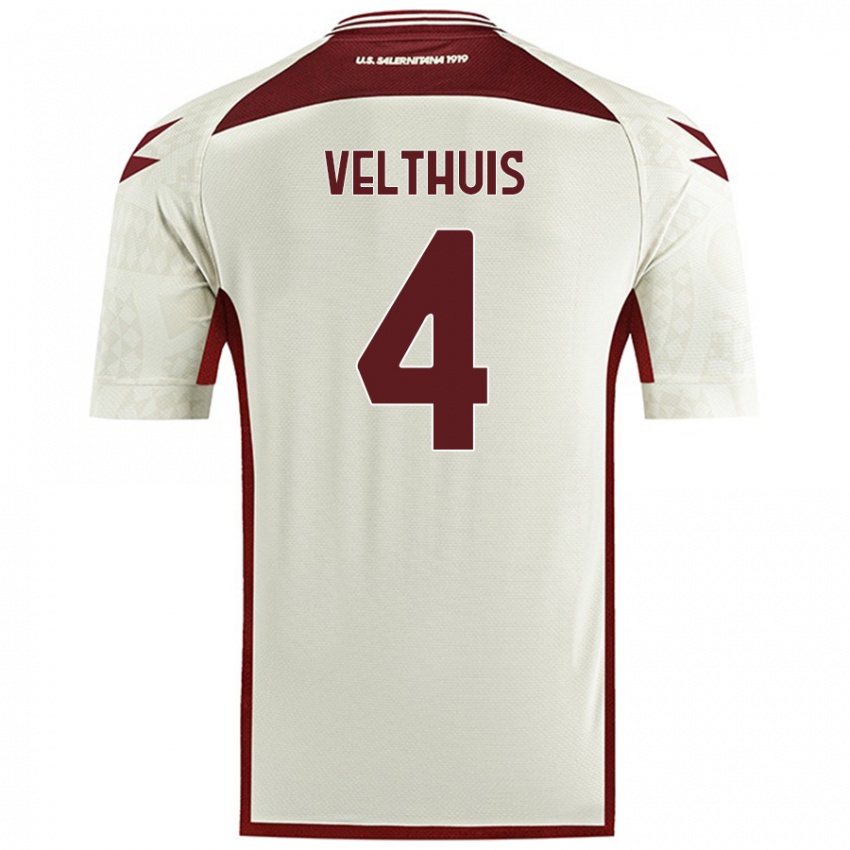 Herren Tijs Velthuis #4 Cremefarben Auswärtstrikot Trikot 2024/25 T-Shirt