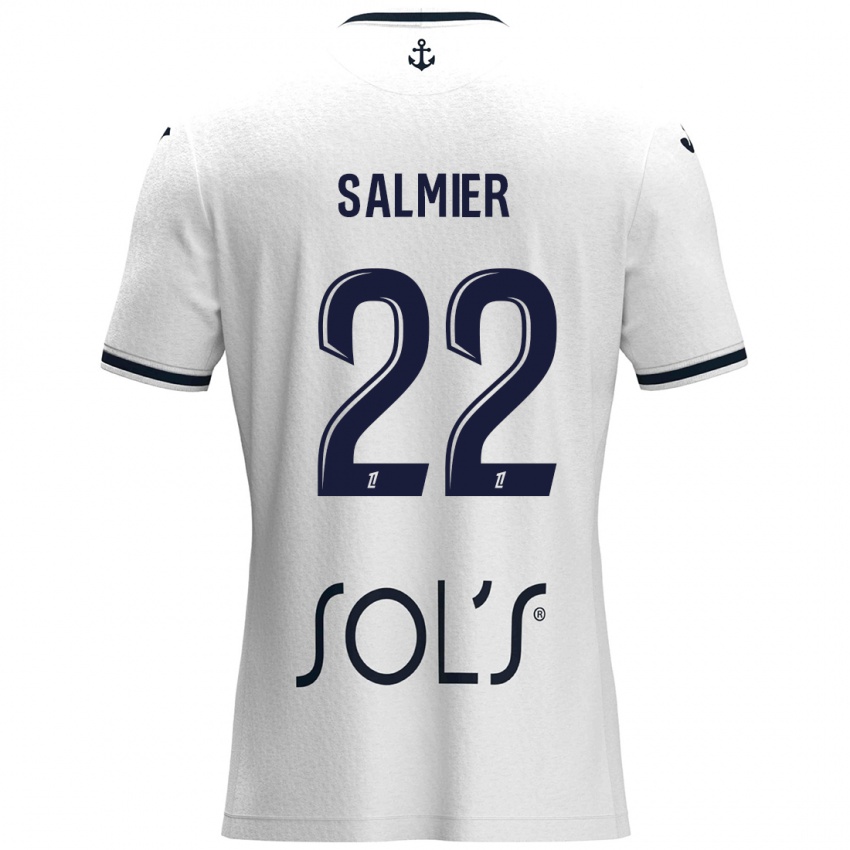 Herren Yoann Salmier #22 Weiß Dunkelblau Auswärtstrikot Trikot 2024/25 T-Shirt