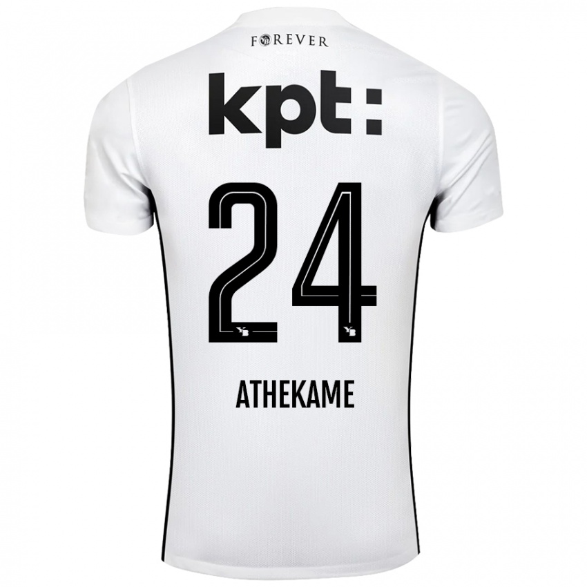 Herren Zachary Athekame #24 Weiß Schwarz Auswärtstrikot Trikot 2024/25 T-Shirt