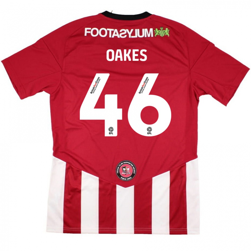 Damen Liam Oakes #46 Rot Weiß Heimtrikot Trikot 2024/25 T-Shirt