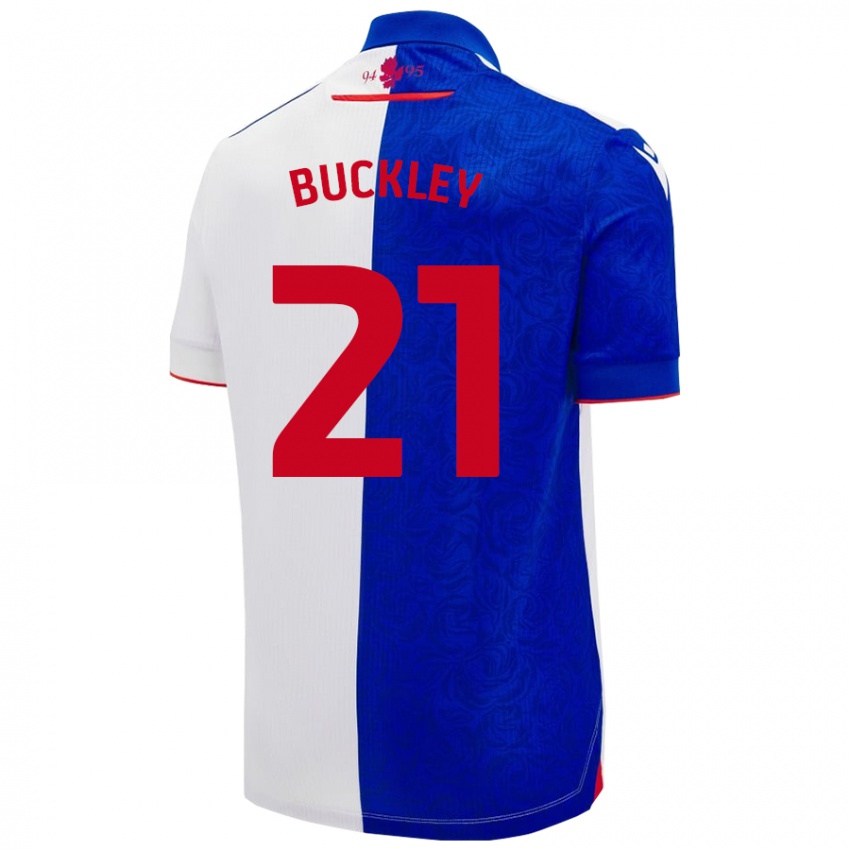 Damen John Buckley #21 Himmelblau Weiß Heimtrikot Trikot 2024/25 T-Shirt