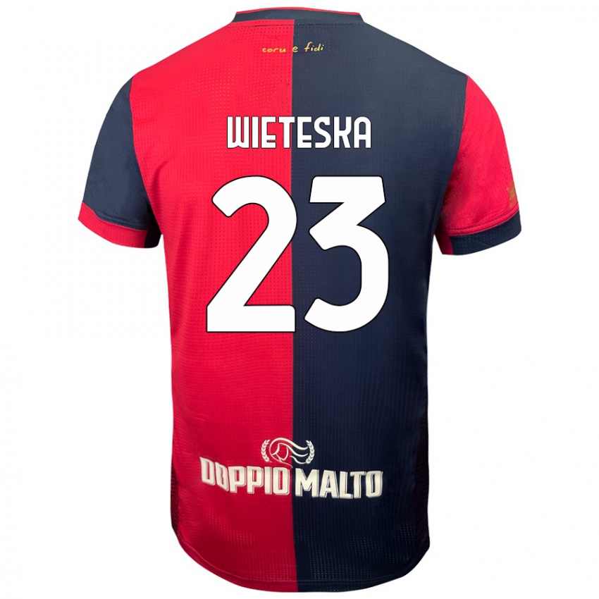 Damen Mateusz Wieteska #23 Rot Dunkleres Blau Heimtrikot Trikot 2024/25 T-Shirt