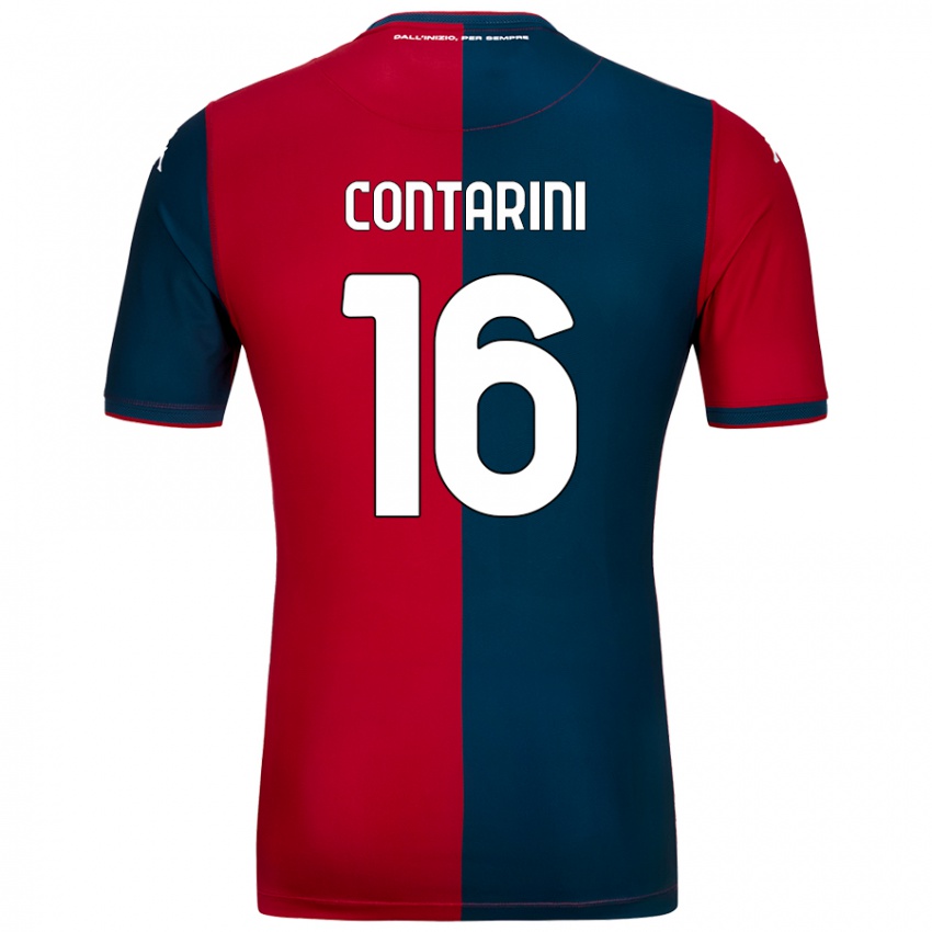 Damen Jacopo Contarini #16 Rot Dunkelblau Heimtrikot Trikot 2024/25 T-Shirt