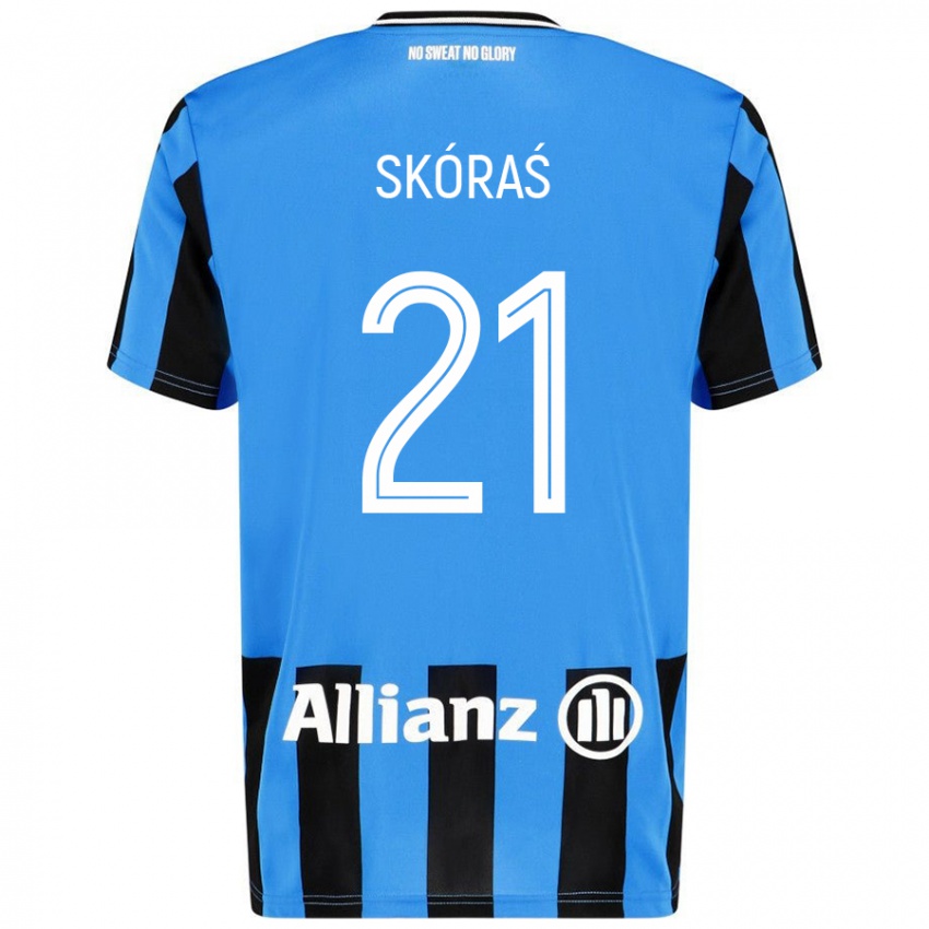 Damen Michal Skoras #21 Himmelblau Schwarz Heimtrikot Trikot 2024/25 T-Shirt