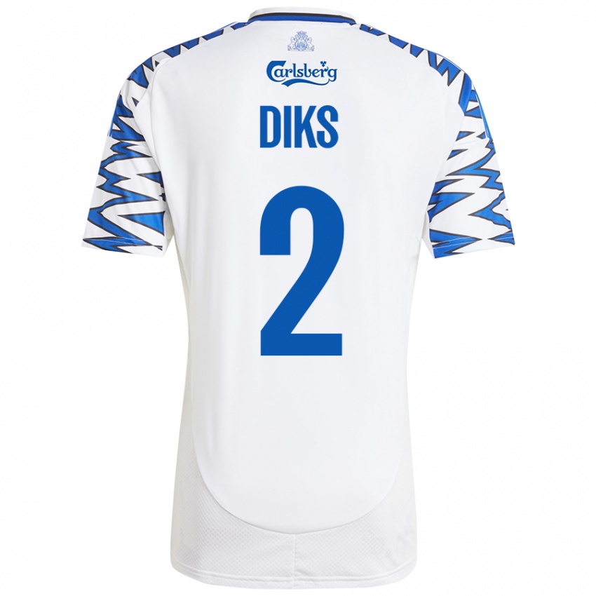 Damen Kevin Diks #2 Weiß Himmelblau Heimtrikot Trikot 2024/25 T-Shirt