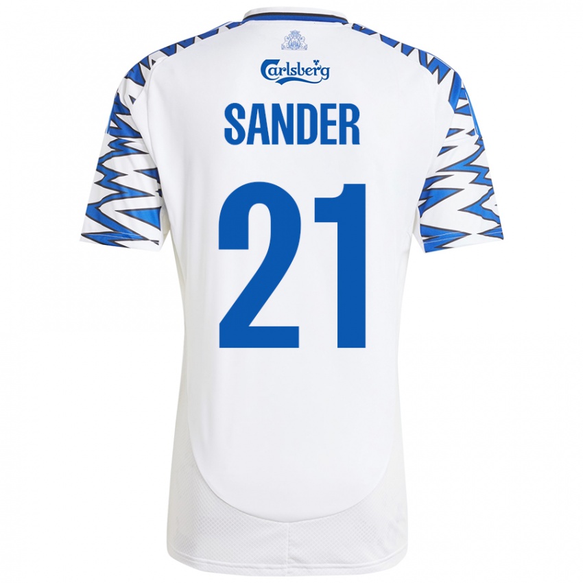 Damen Theo Sander #21 Weiß Himmelblau Heimtrikot Trikot 2024/25 T-Shirt