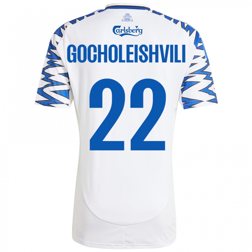 Damen Giorgi Gocholeishvili #22 Weiß Himmelblau Heimtrikot Trikot 2024/25 T-Shirt