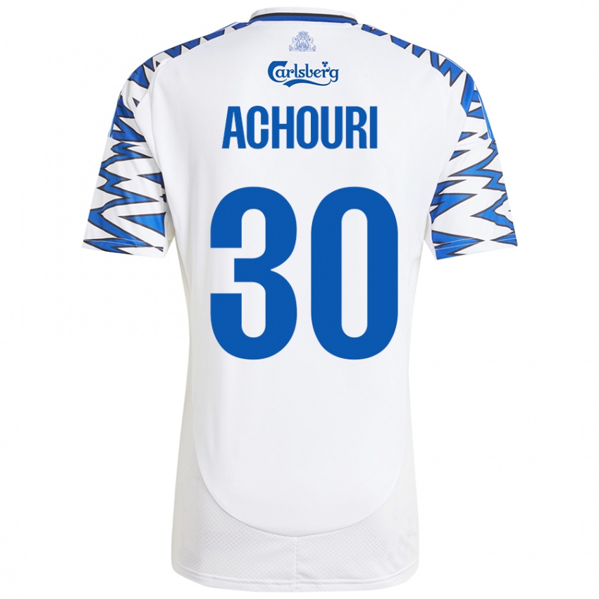 Damen Elias Achouri #30 Weiß Himmelblau Heimtrikot Trikot 2024/25 T-Shirt