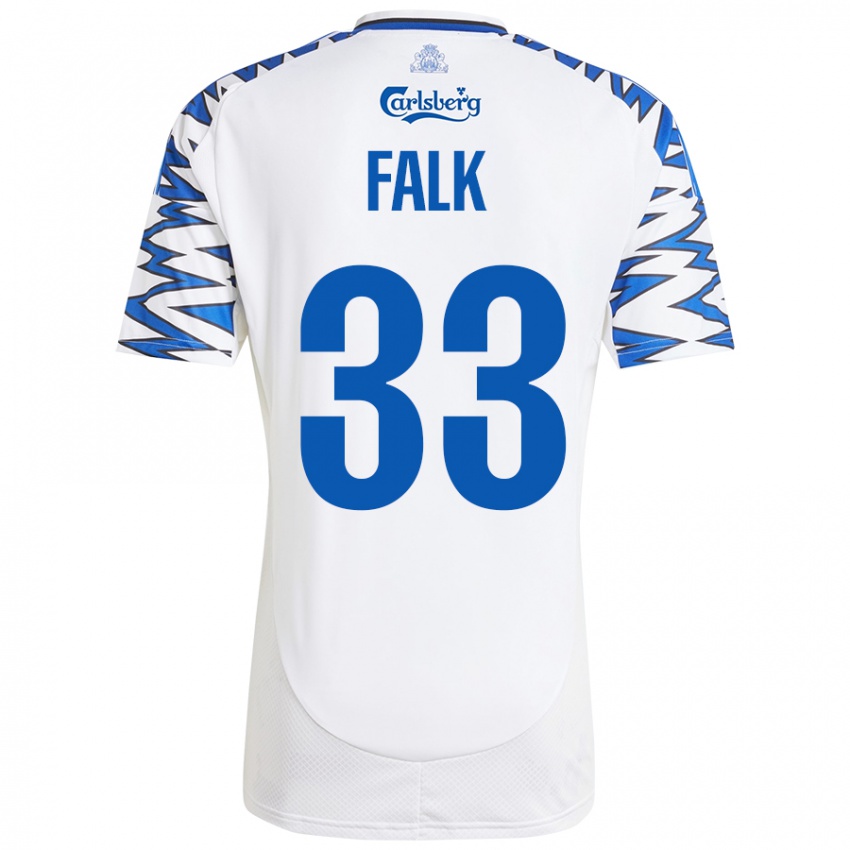 Damen Rasmus Falk #33 Weiß Himmelblau Heimtrikot Trikot 2024/25 T-Shirt