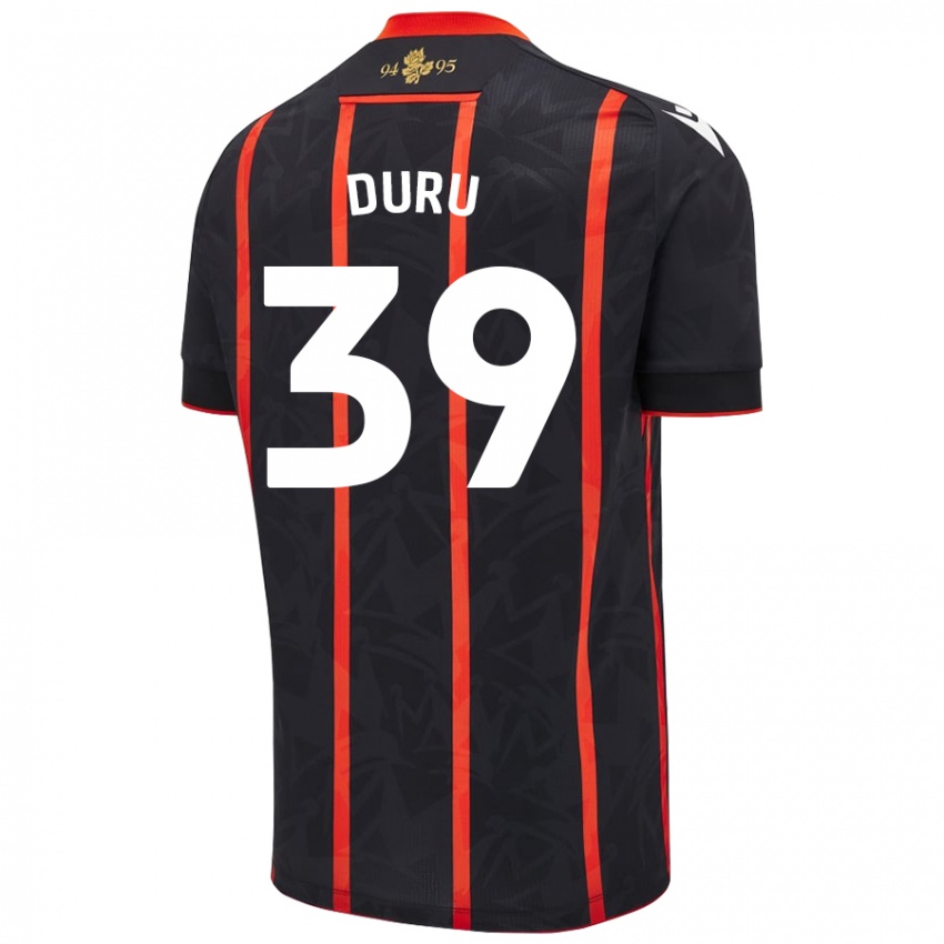 Damen Leo Duru #39 Schwarz Rot Auswärtstrikot Trikot 2024/25 T-Shirt