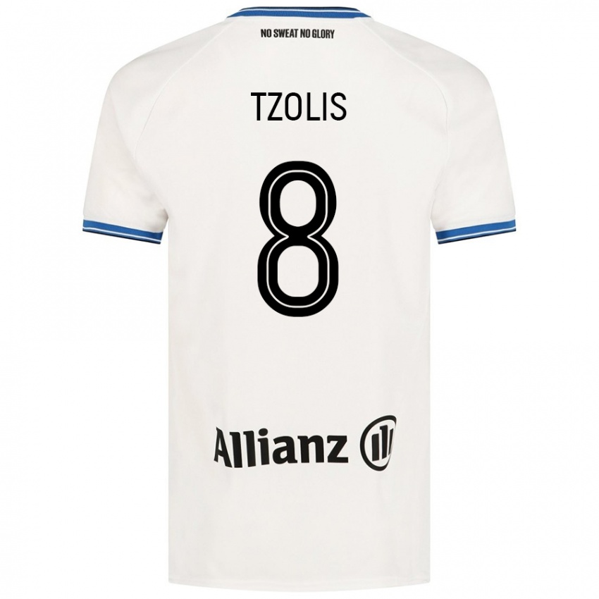 Damen Christos Tzolis #8 Weiß Auswärtstrikot Trikot 2024/25 T-Shirt