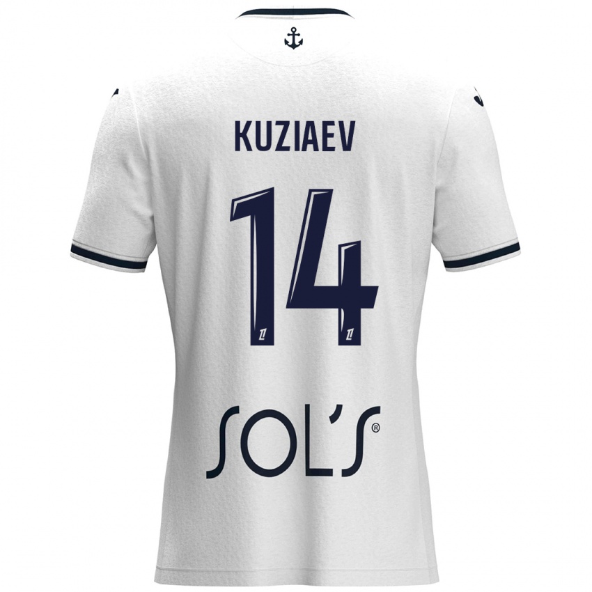 Damen Daler Kuzyaev #14 Weiß Dunkelblau Auswärtstrikot Trikot 2024/25 T-Shirt