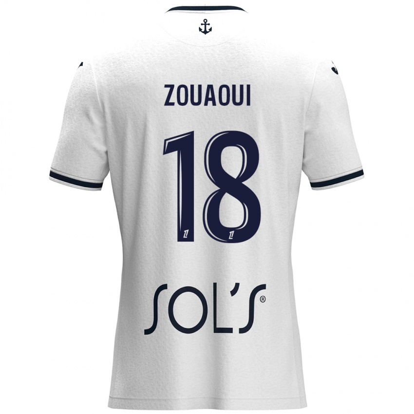 Damen Yanis Zouaoui #18 Weiß Dunkelblau Auswärtstrikot Trikot 2024/25 T-Shirt